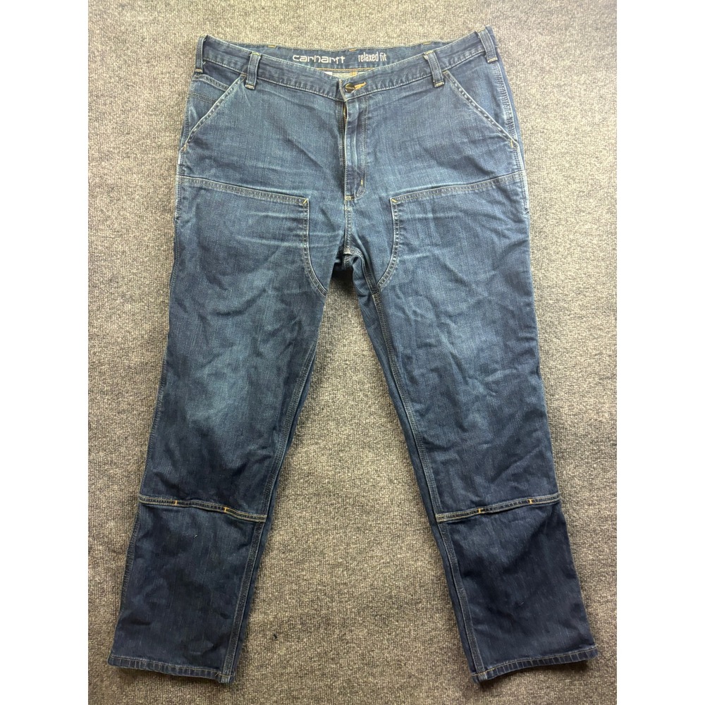 Carhartt Double Front Work Jeans Mens 40x30 Blue Relaxed Fit Denim 103329-491